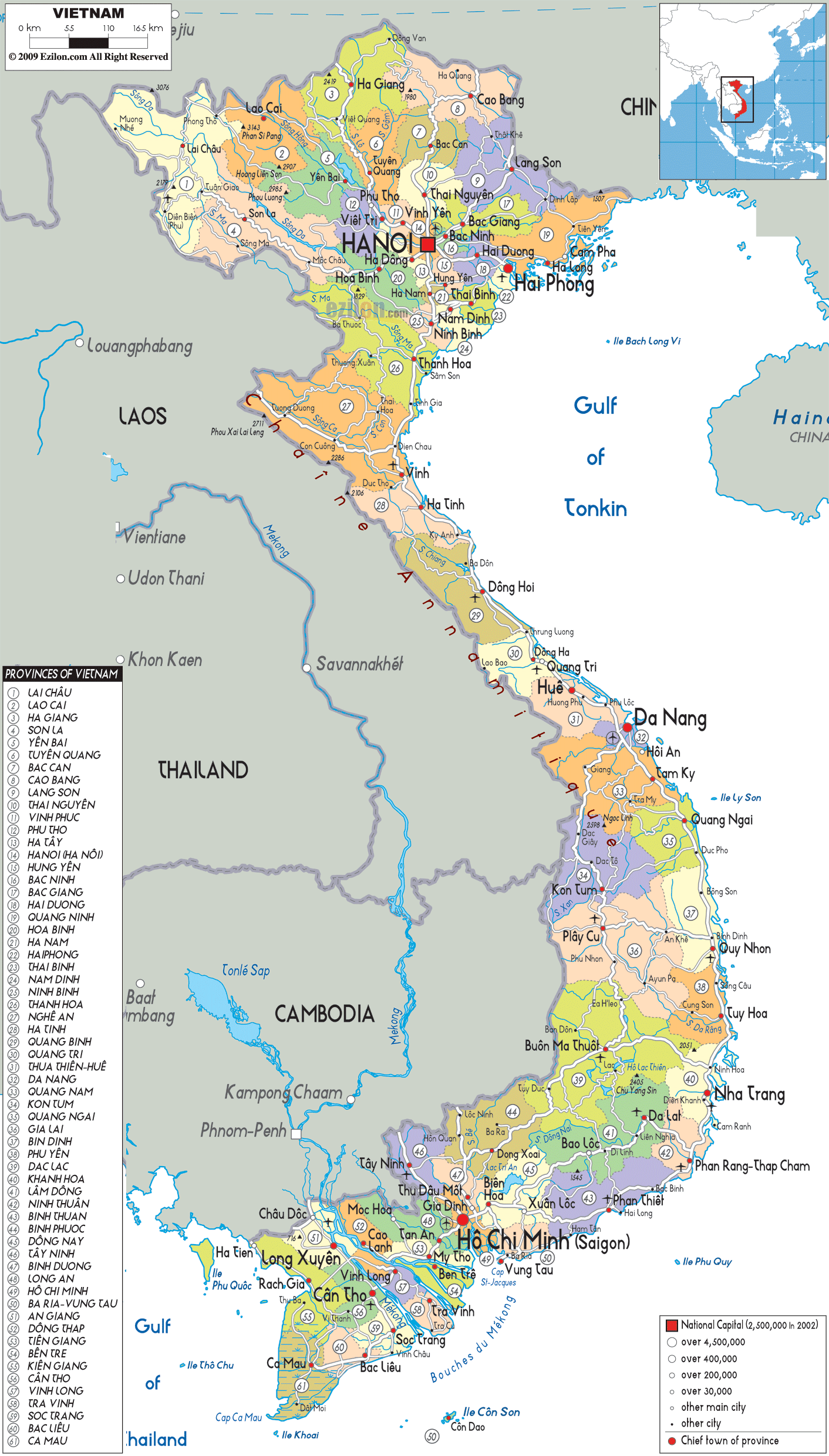 Political Map Of Vietnam 