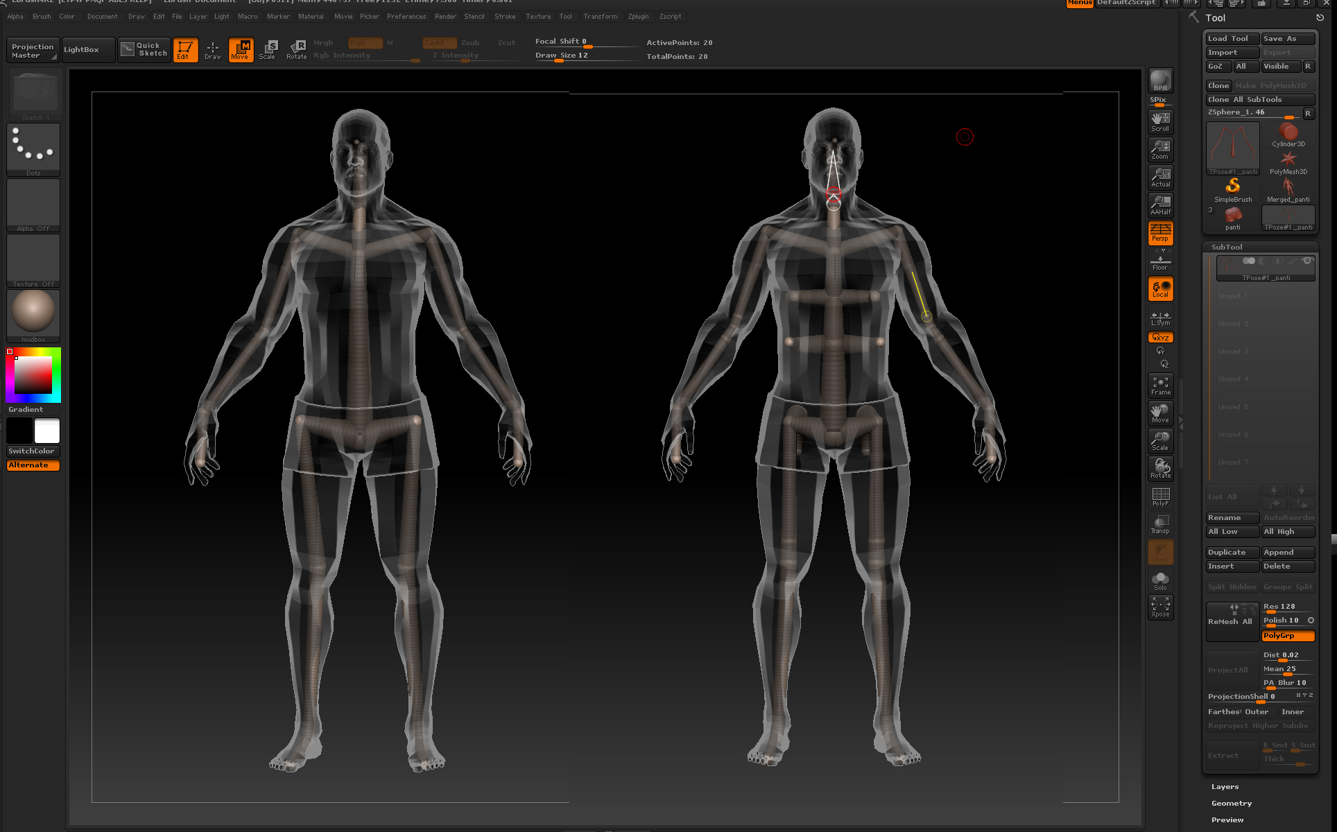 Zbrush Rigging transpose이용해서 간단한 포즈 잡아보기. 네이버 블로그