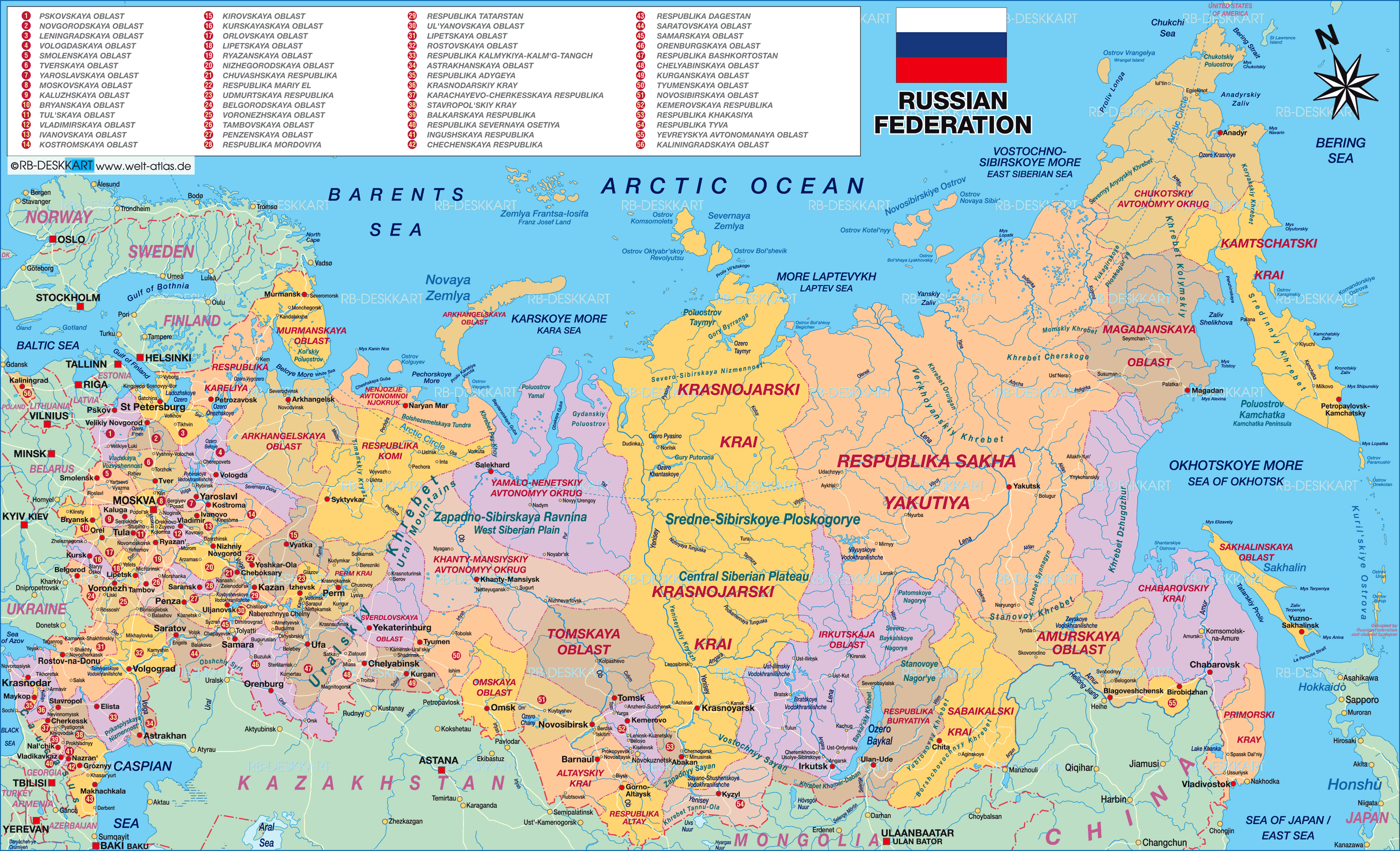 러시아의 행정구역 2개 시, 21개 공화국, 46개 주, 9개 지방, 4개 자치구, 1개 자치주 : 네이버 블로그