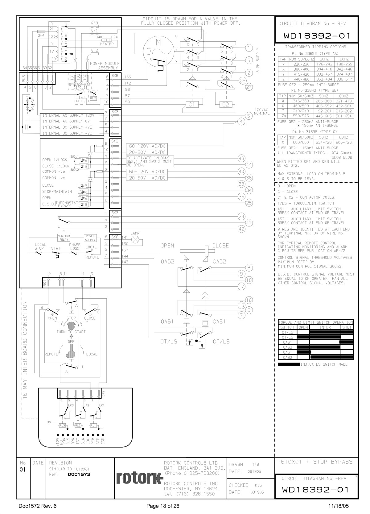 Mov Rotork Local/Remote Wiring Dwg A serial 대산석유화학단지,대산공단 계장 산업용 FA 컴퓨터
