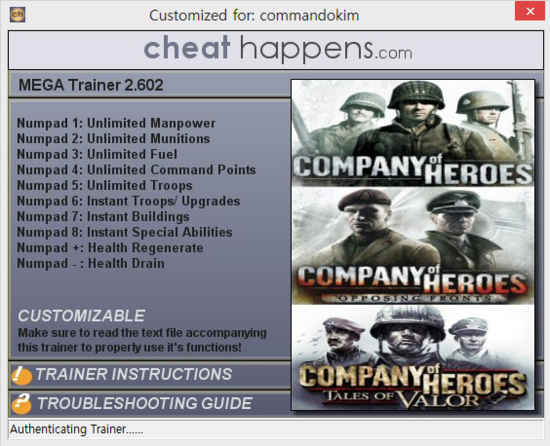 Company of heroes opposing fronts 2.602 trainer