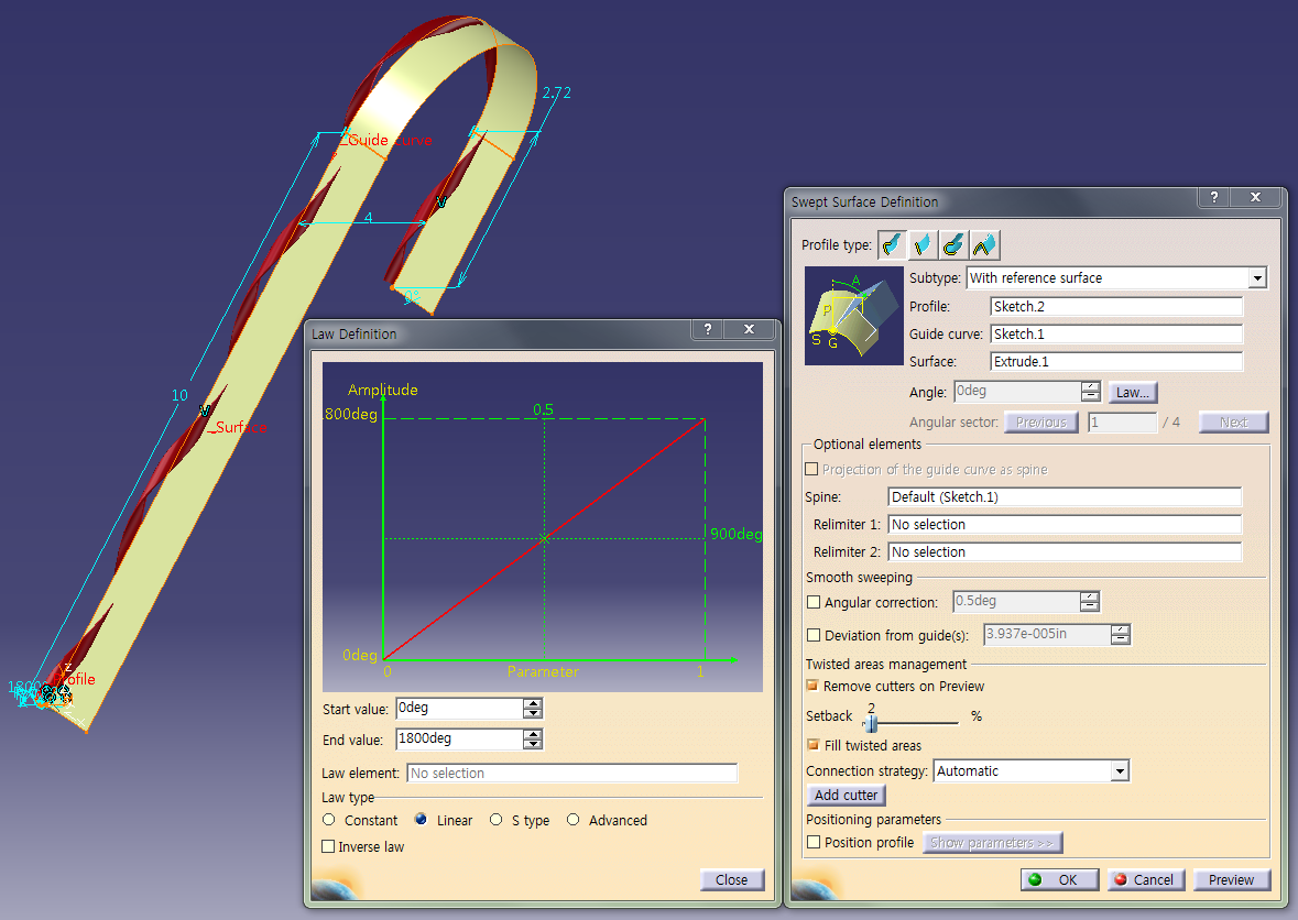카티아(catia v5) Sweep(With reference surface) 네이버 블로그