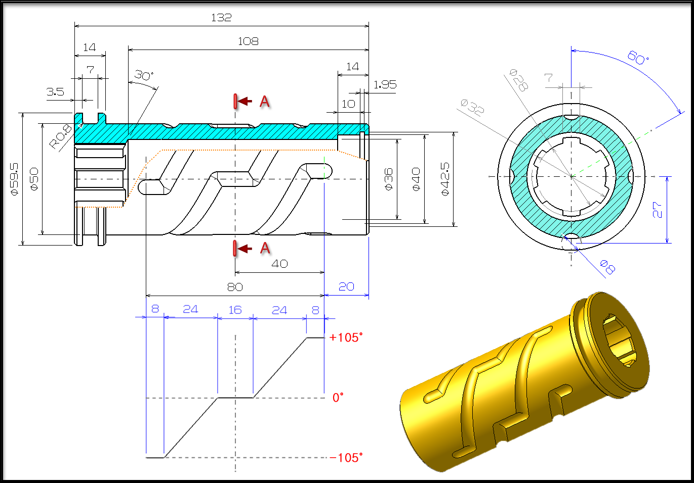 카티아(catia v5) Develop를 이용한 원통 캠(Cylindrical cam) 모델링 네이버 블로그