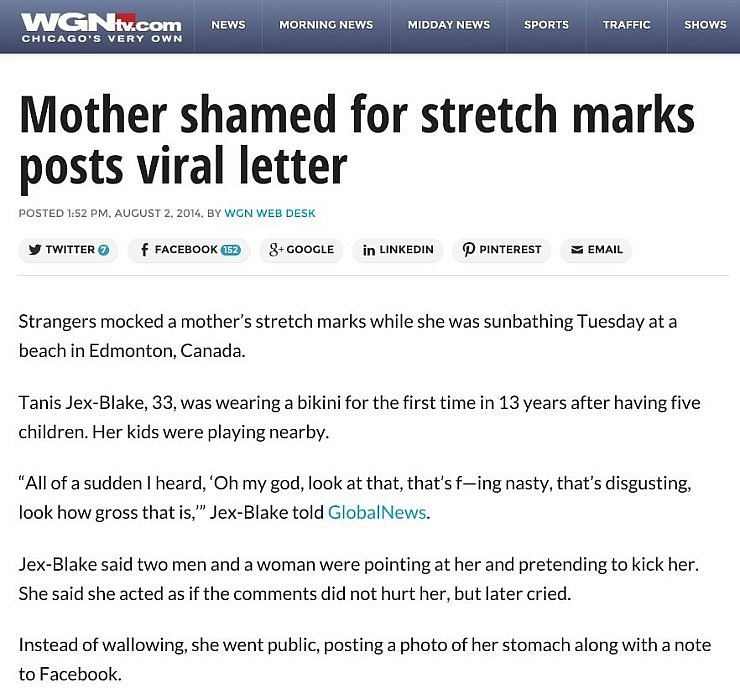 WGN ____ - Mother Shamed for Stretch Marks Posts Viral Letter, ___ _____. - ___