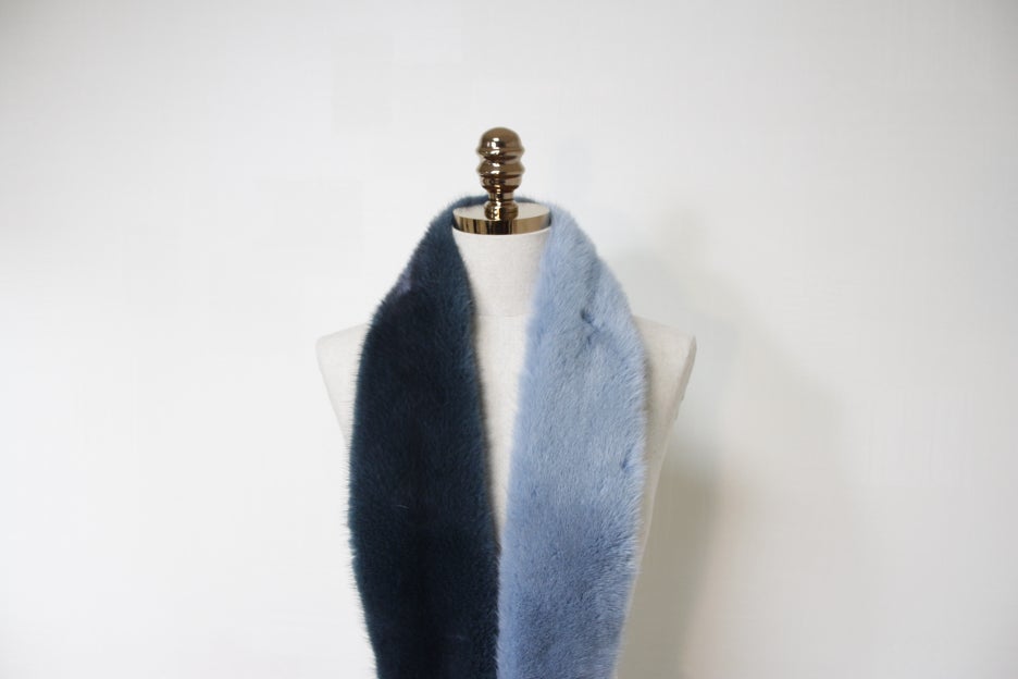 Le Beige st Mink warmer Two-tone muffler Trend sty