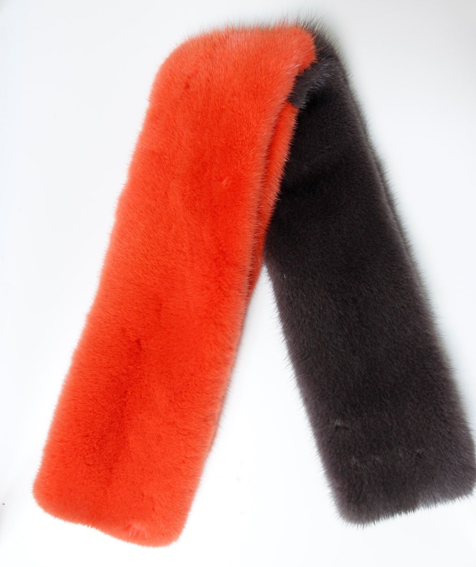 Le Beige st Mink warmer Two-tone muffler Trend sty