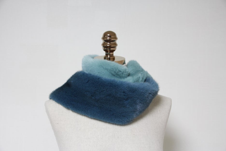 Le Beige st Mink warmer Two-tone muffler Trend sty