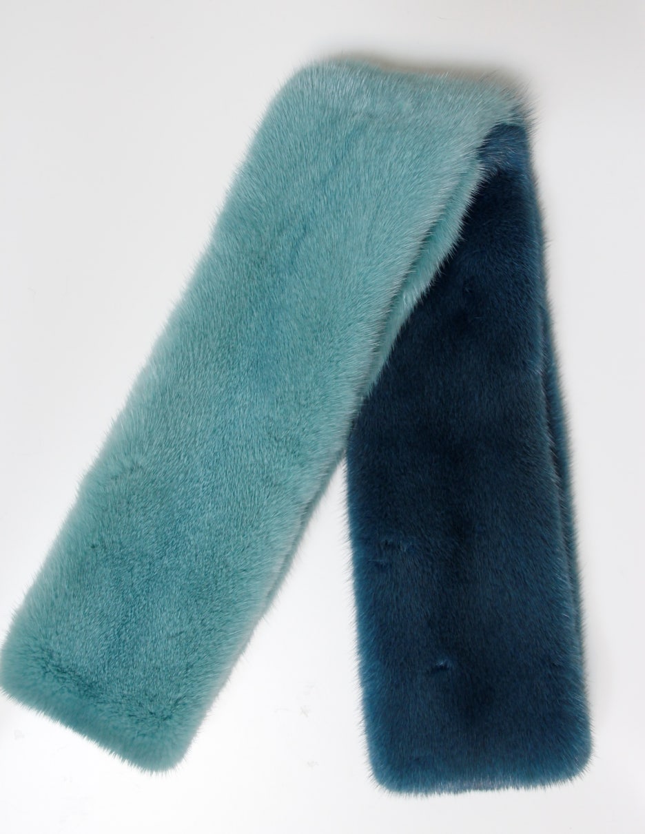 Le Beige st Mink warmer Two-tone muffler Trend sty