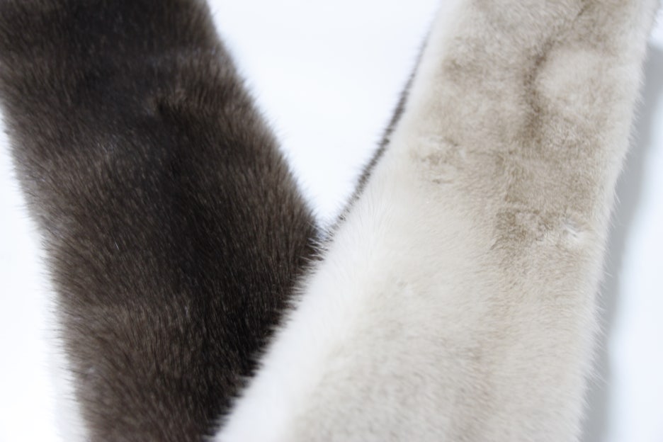 Le Beige st Mink warmer Two-tone muffler Trend sty