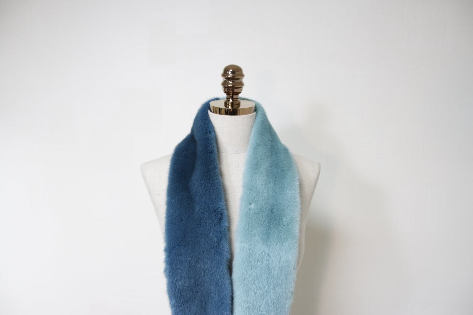 Le Beige st Mink warmer Two-tone muffler Trend sty