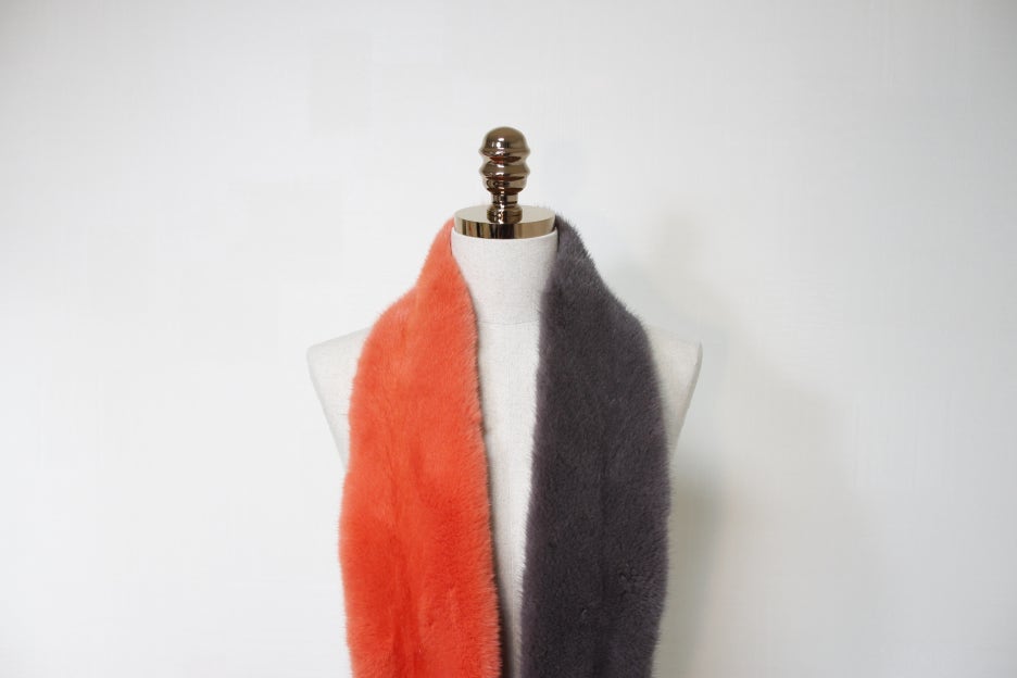 Le Beige st Mink warmer Two-tone muffler Trend sty