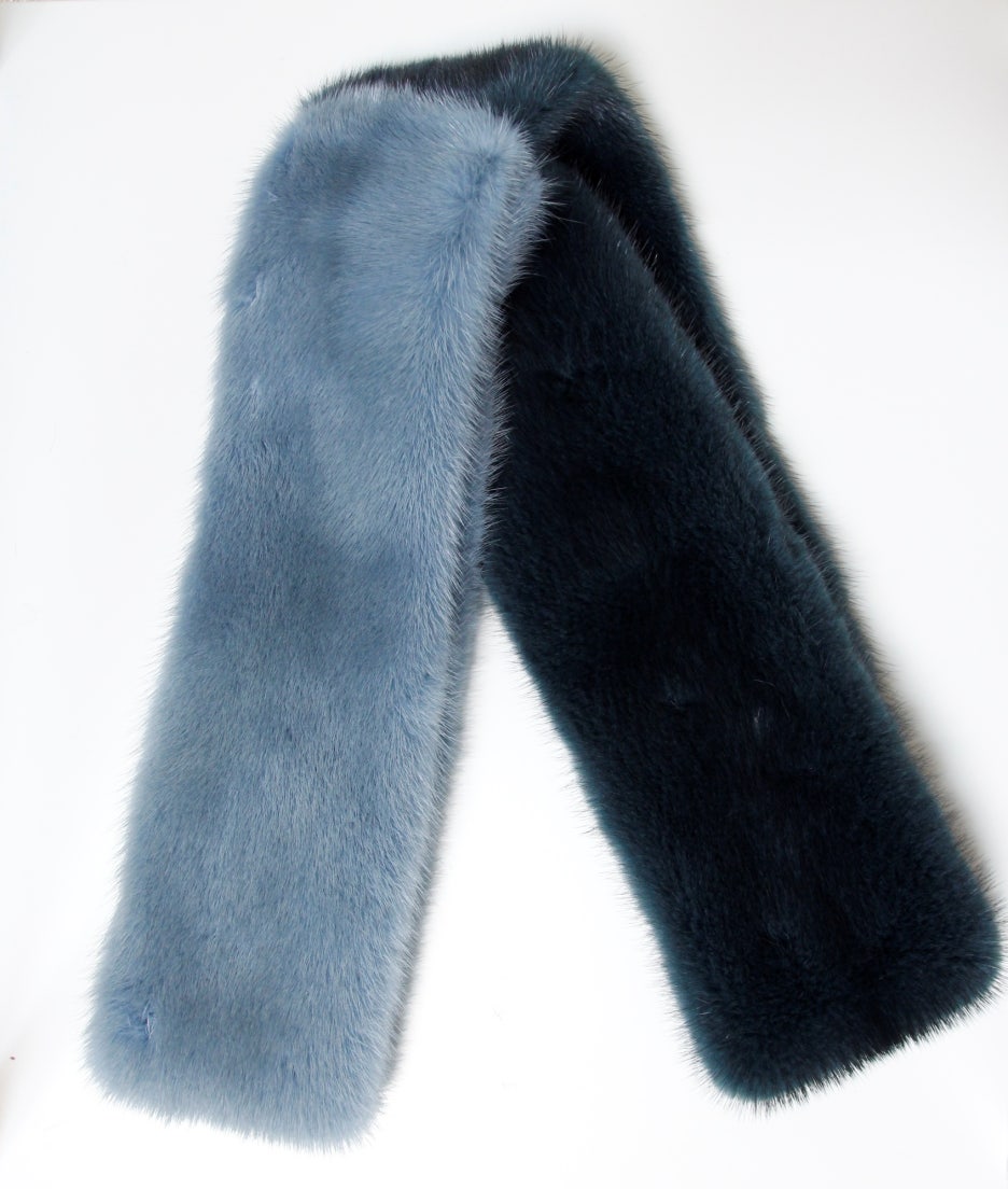 Le Beige st Mink warmer Two-tone muffler Trend sty