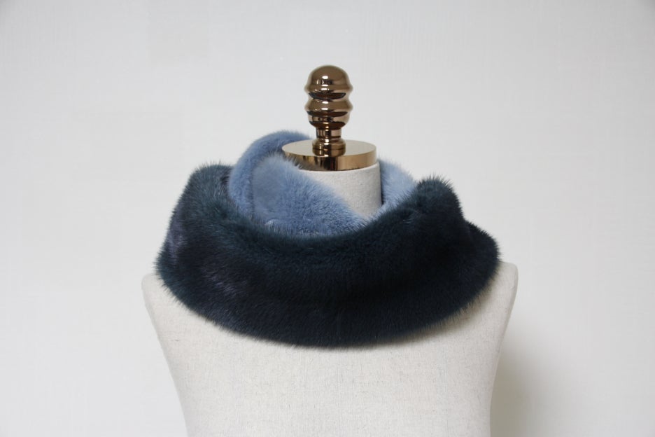 Le Beige st Mink warmer Two-tone muffler Trend sty