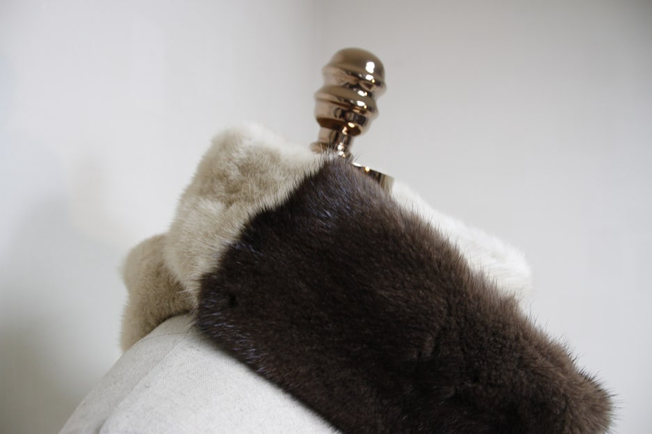 Le Beige st Mink warmer Two-tone muffler Trend sty