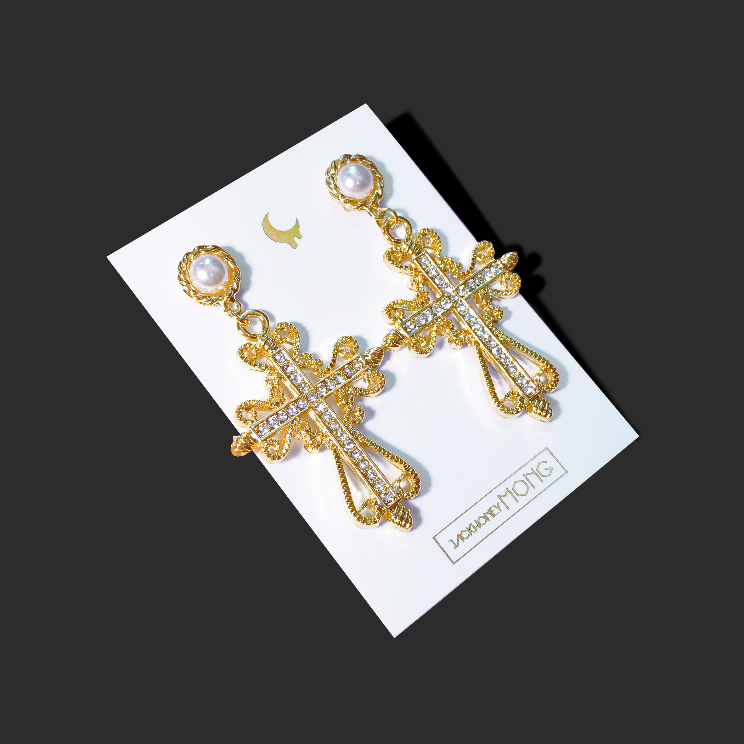 Jack Honeymoon cross pearl earrings drop fashion f