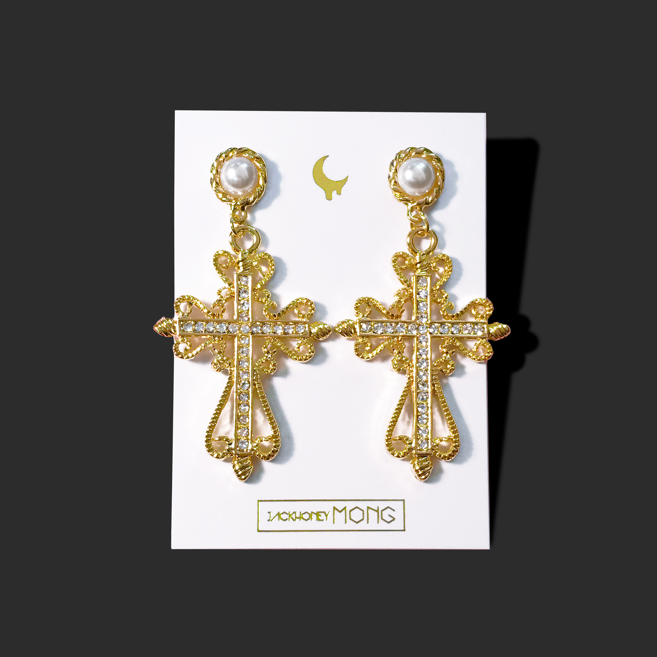 Jack Honeymoon cross pearl earrings drop fashion f