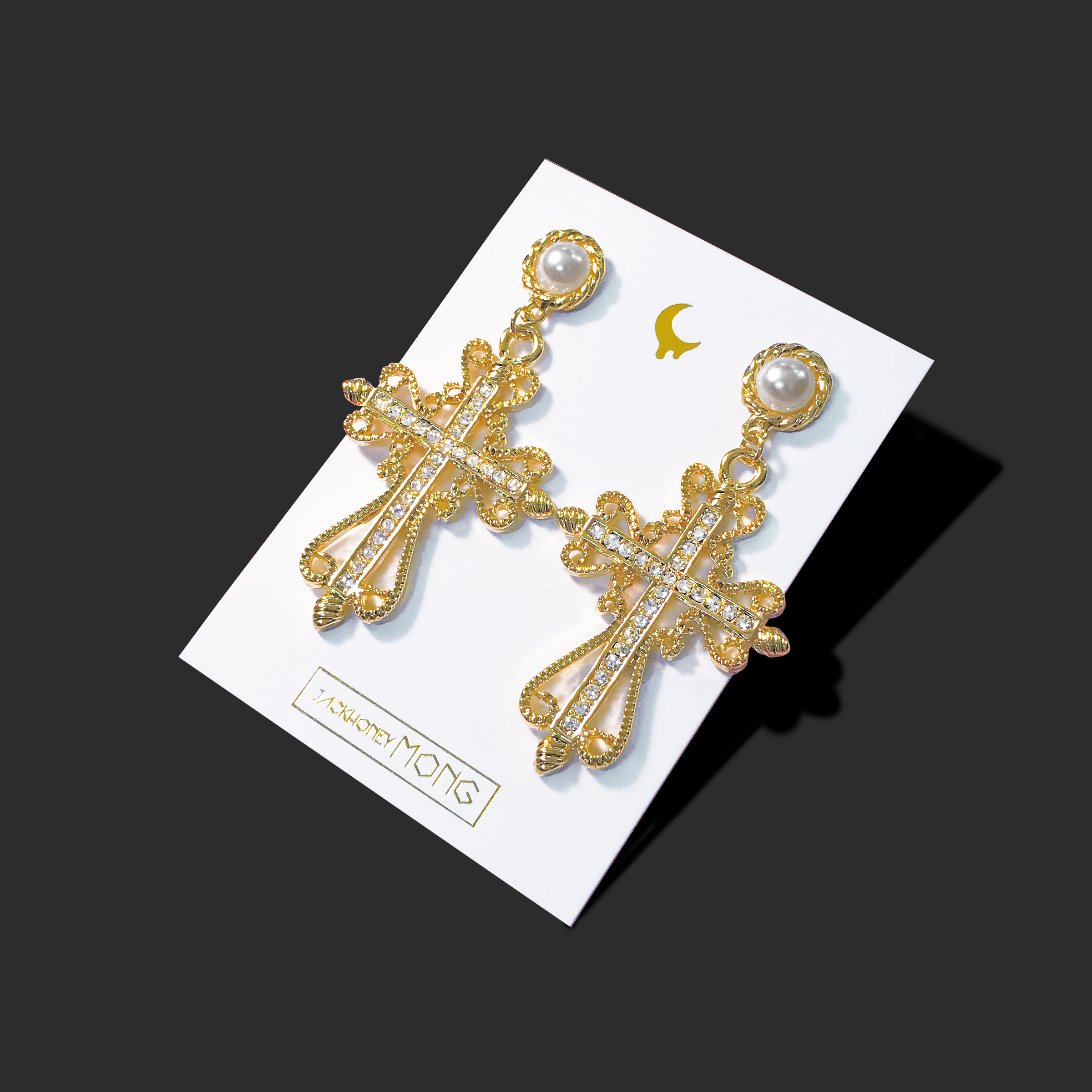 Jack Honeymoon cross pearl earrings drop fashion f