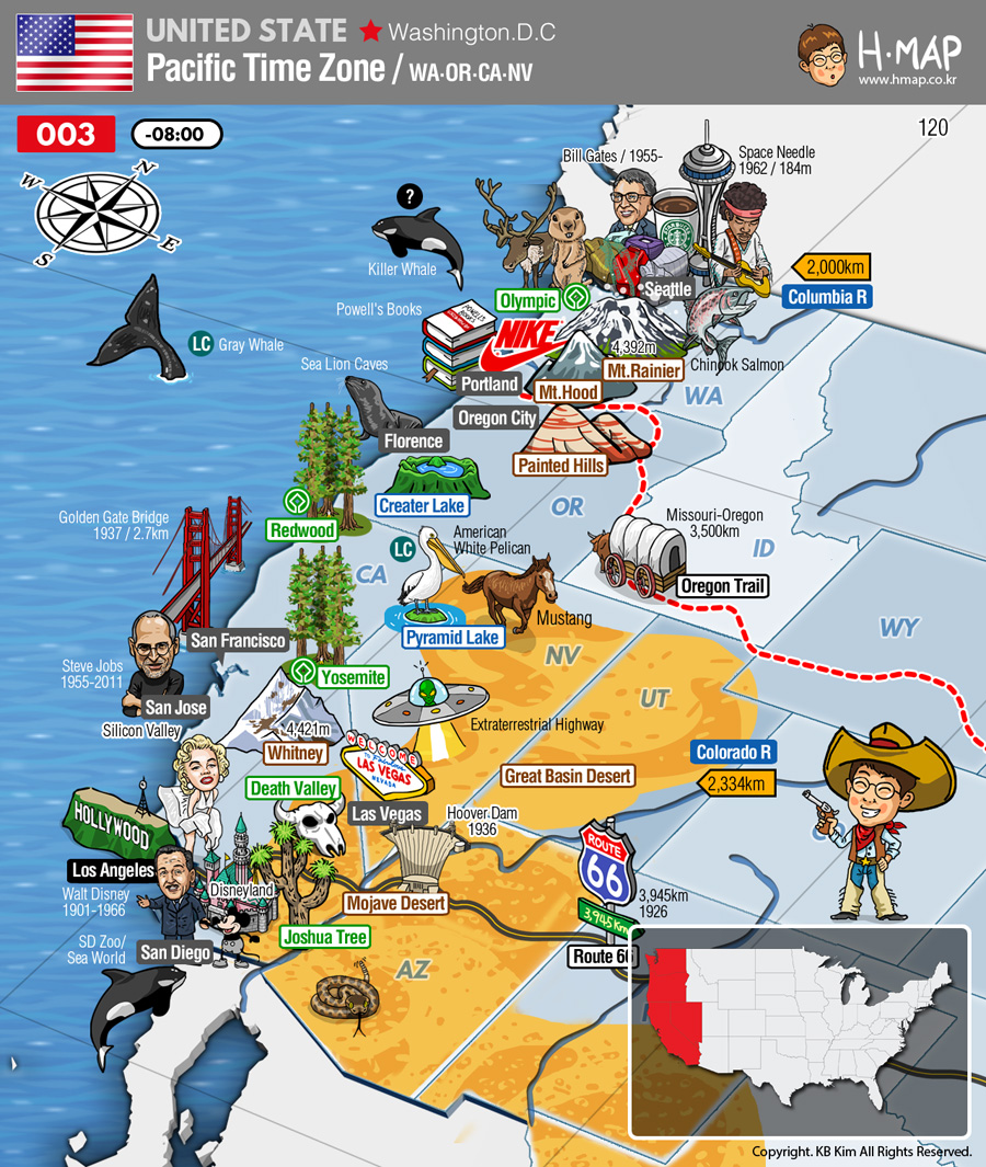 pacific time zone map