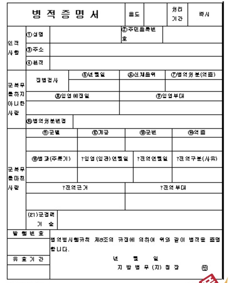 [번역공증] 병적증명서 번역 및 공증은 원정통번역센터에서