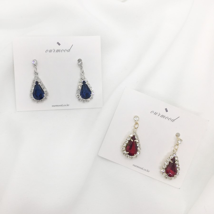 Bruce Shane Earrings 2color Water Drop Cubic Handm
