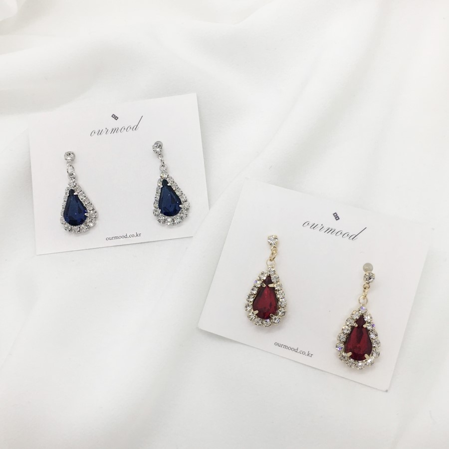 Bruce Shane Earrings 2color Water Drop Cubic Handm
