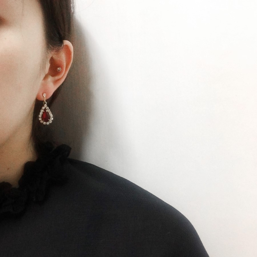 Bruce Shane Earrings 2color Water Drop Cubic Handm