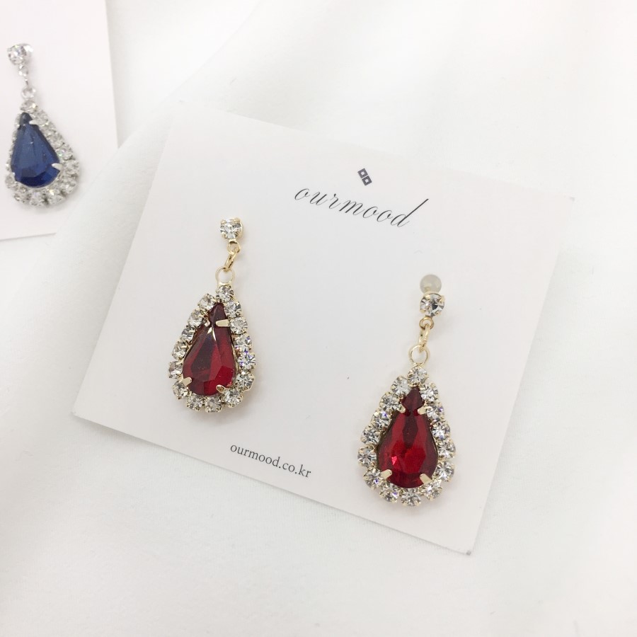 Bruce Shane Earrings 2color Water Drop Cubic Handm